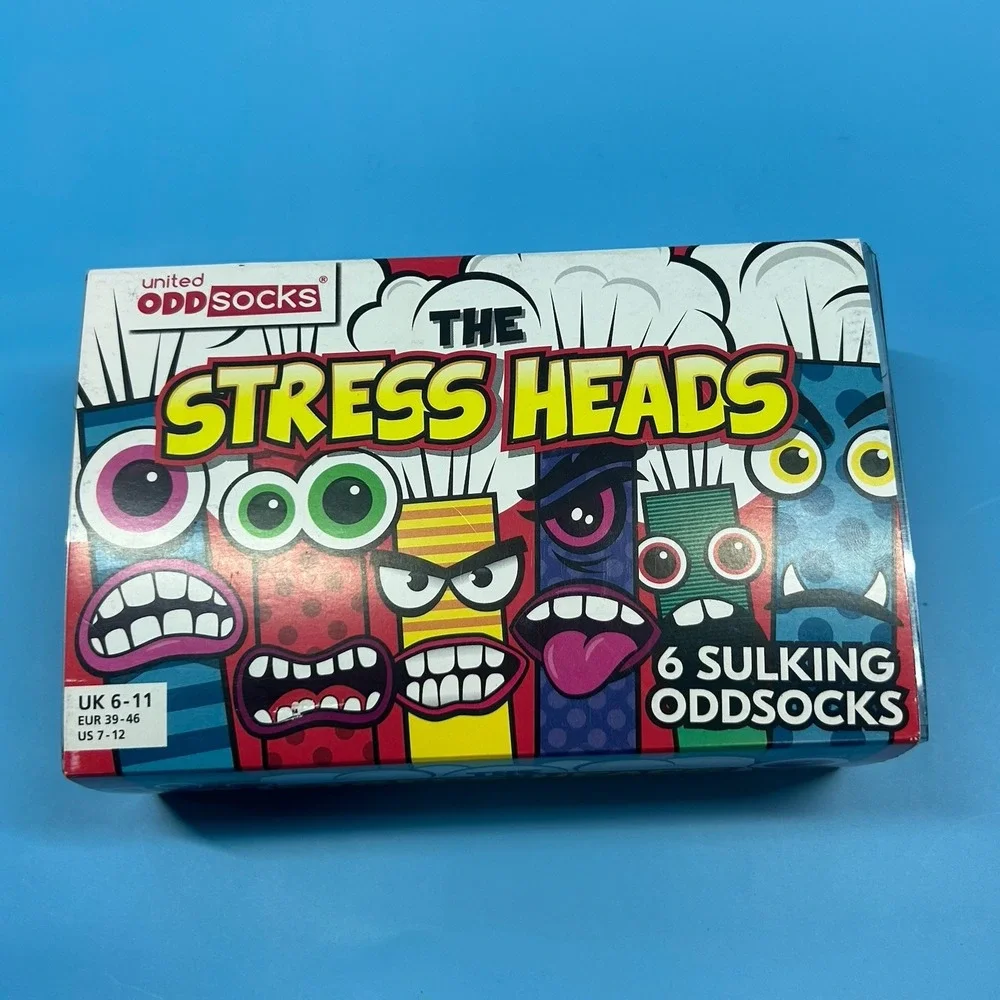 Stress Heads Socks Boxed Gift Set 3 Pair Novelty Funny Women's Crew 7-12 - Picture 3 of 6